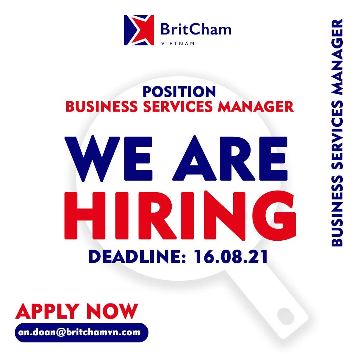 WE ARE HIRING Business Services Manager